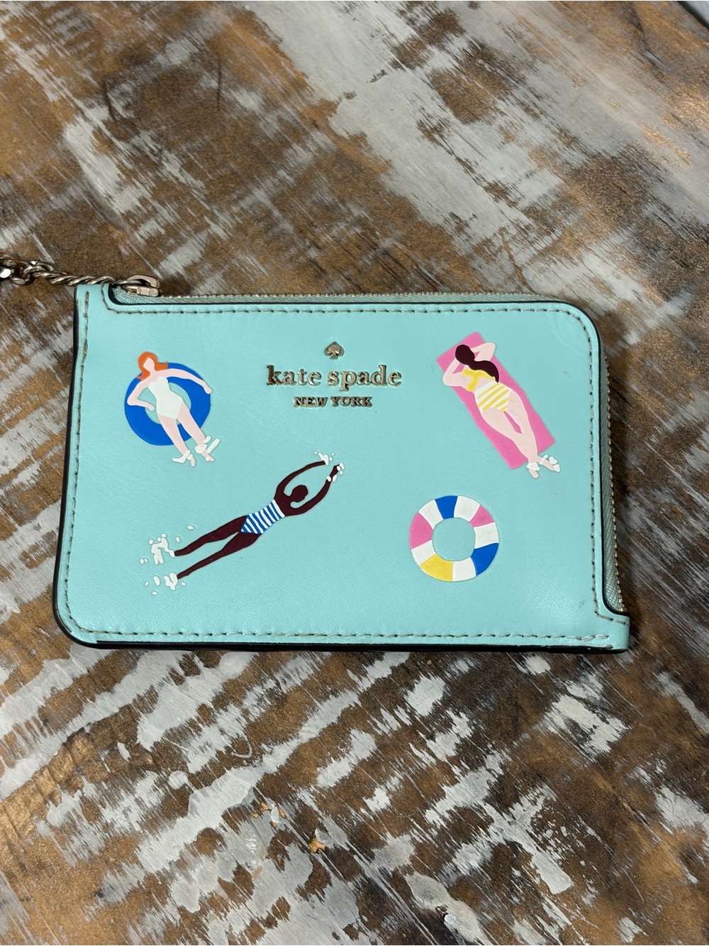 Kate Spade “Pool Float” Medium L-Zip Card Holder Coin Wallet - EC